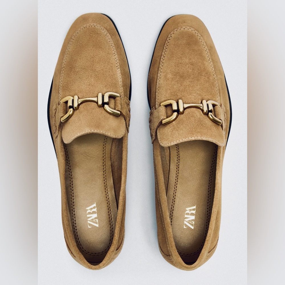 ZARA *Never Worn* Brown Suede Buckle Loafer • Size 36